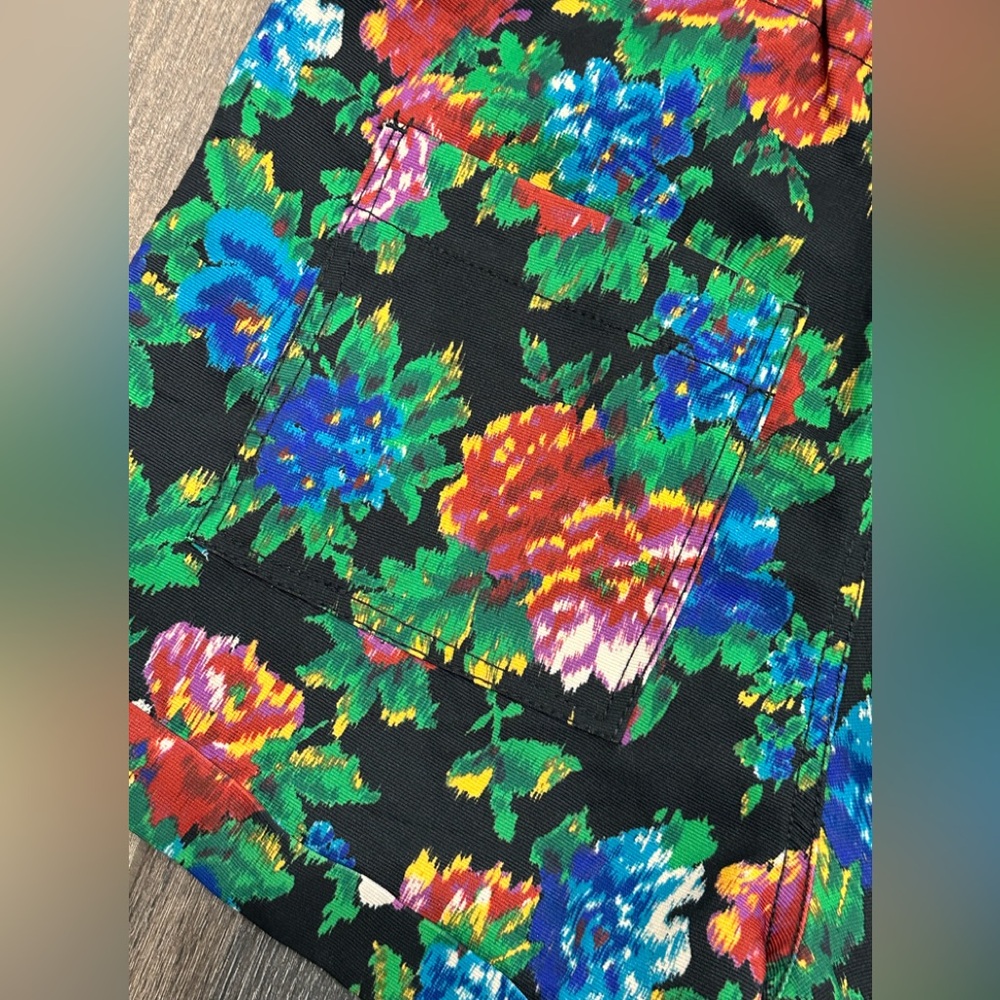 Zara Black Floral Print High Waist Bermuda Shorts Sz S New - Picture 5 of 8